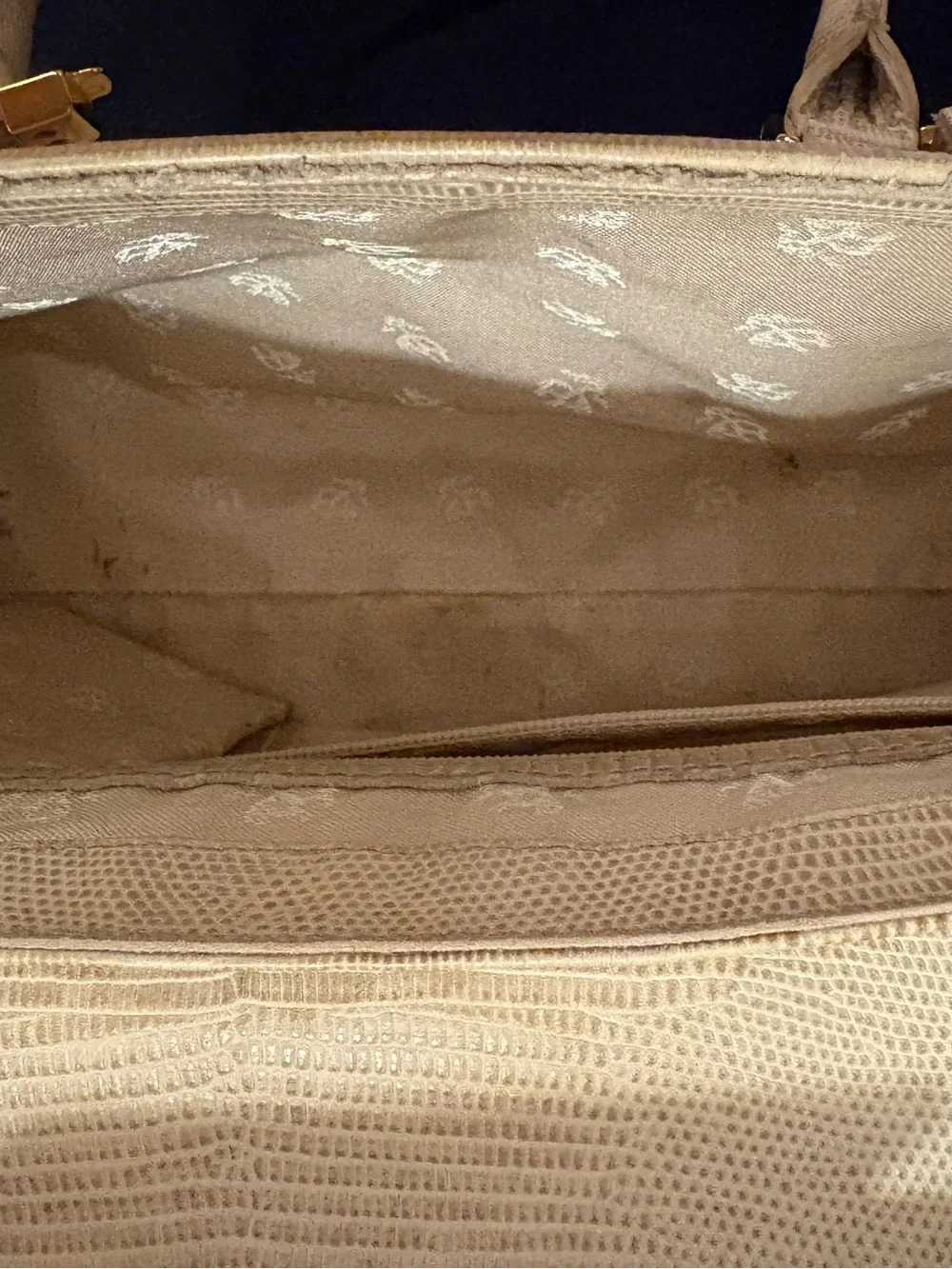 Brooks Brothers Beige Textured Leather Handbag